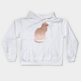 Sparkling rose gold cat Kids Hoodie